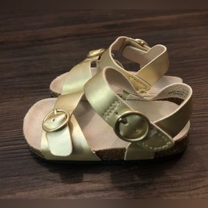 Old Navy Gold Faux-Leather Double-Buckle Sandals for Baby Girl size 12 months